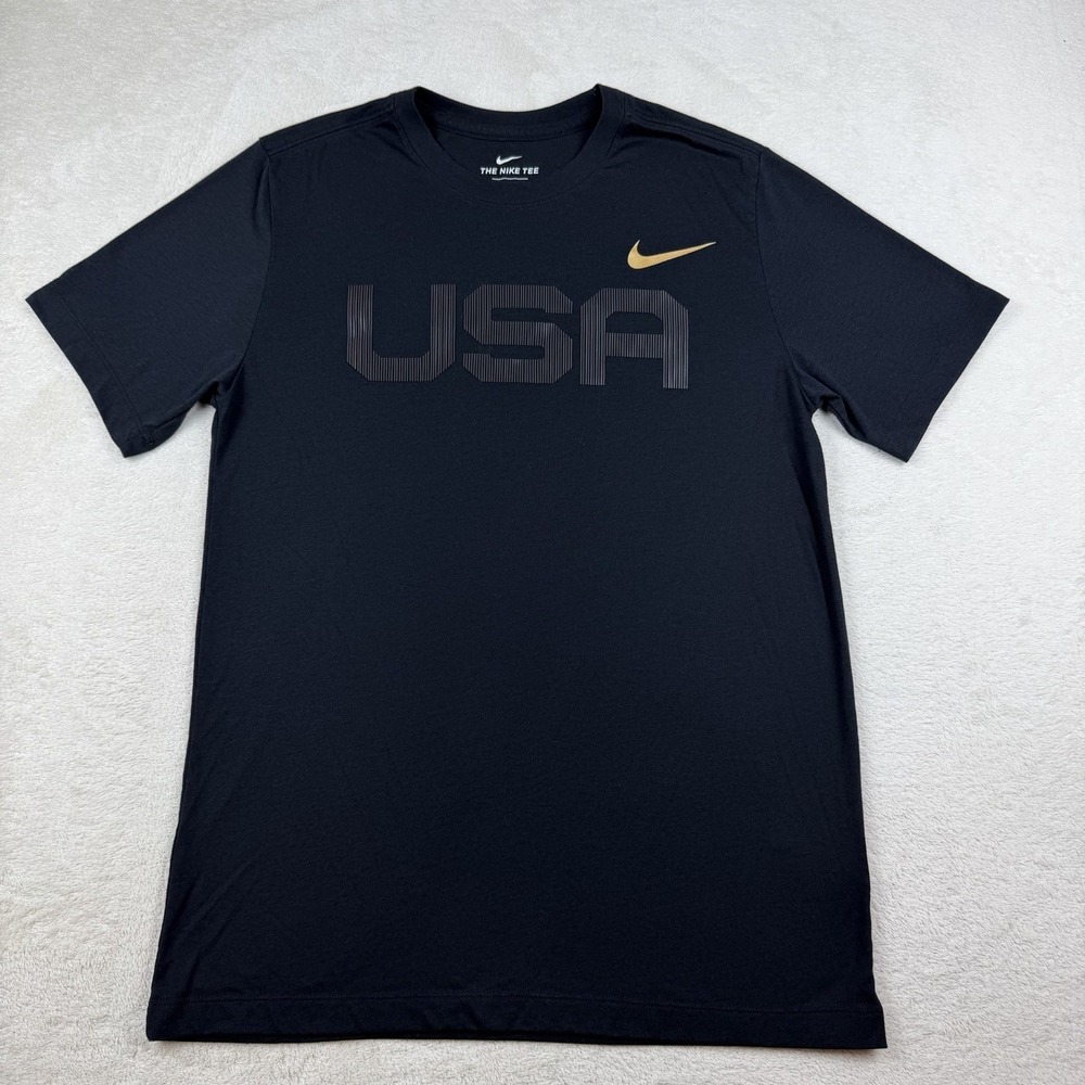 Nike Team USA Olympic Reveal Tri-Blend T-Shirt Gold Swoosh CN1427-010 Men's Sz S